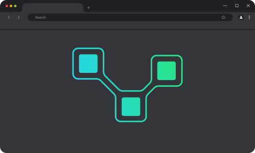 An image showing Virtuonary, symbolized by the company logo, stylized as a web application in the browser.